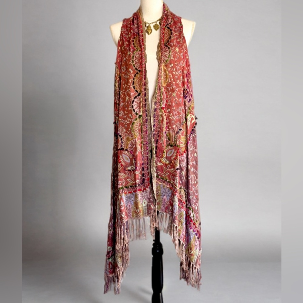 Bohemian Paisley Fringe Scarf Vest